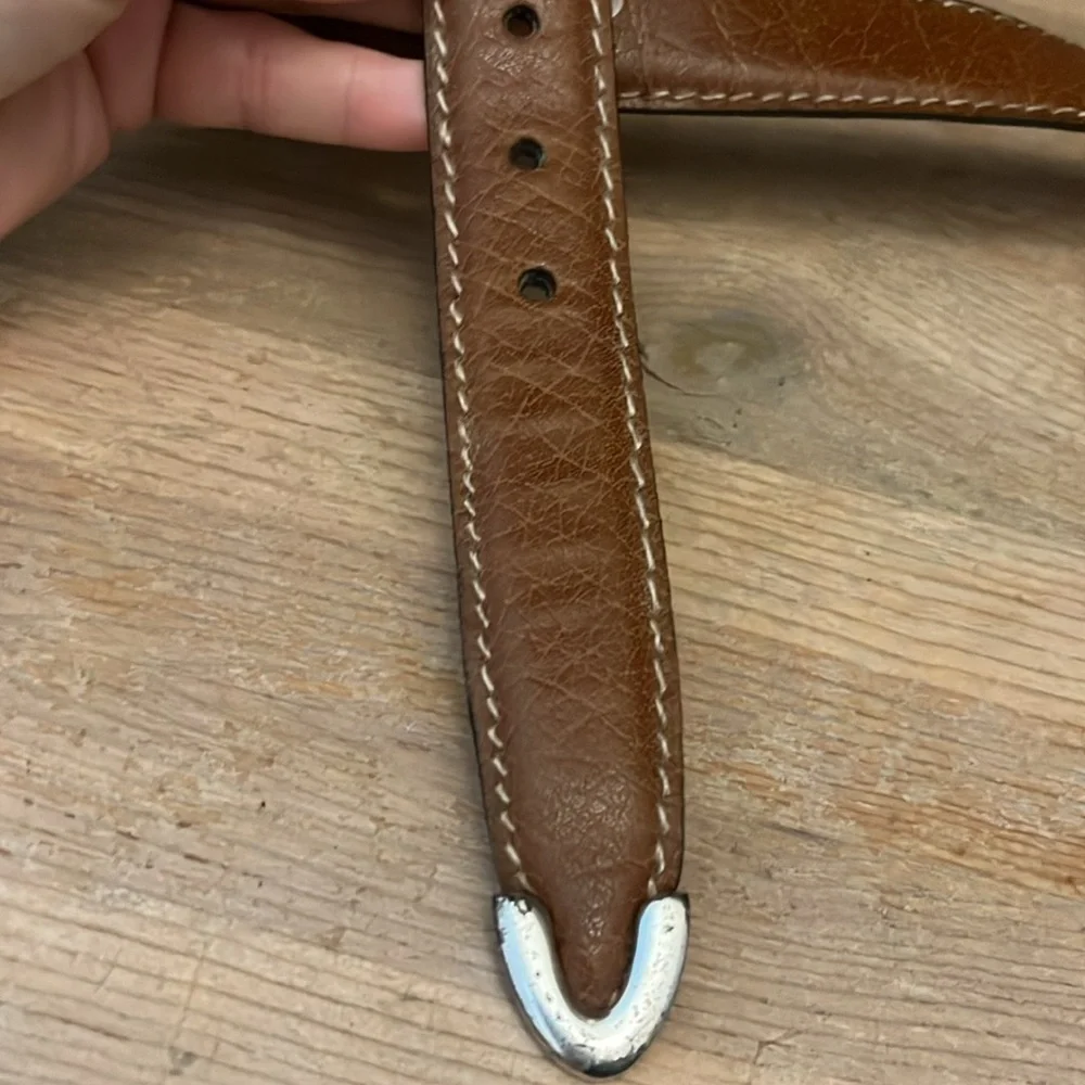Torino Leather Belt European Tanned Cowhide Brass Tip Brown Size 42 Made in USA